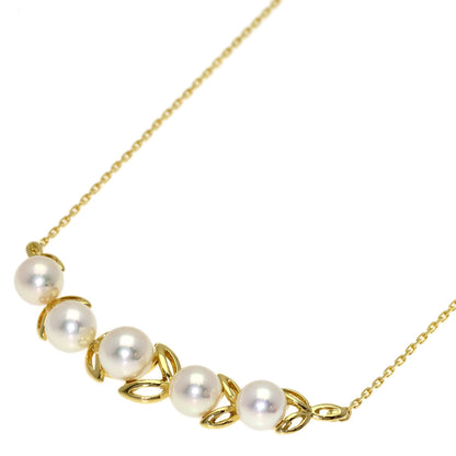 MIKIMOTO Pearl Pearl Leaf Motif Necklace K18 Yellow Gold Ladies [Used]
