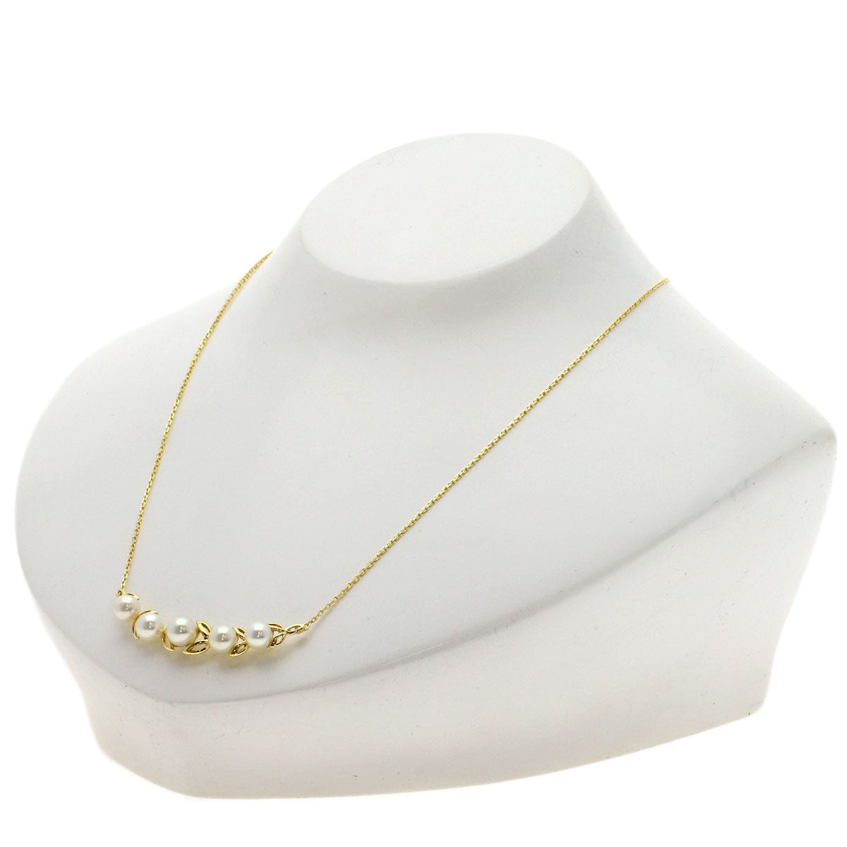 MIKIMOTO Pearl Pearl Leaf Motif Necklace K18 Yellow Gold Ladies [Used]