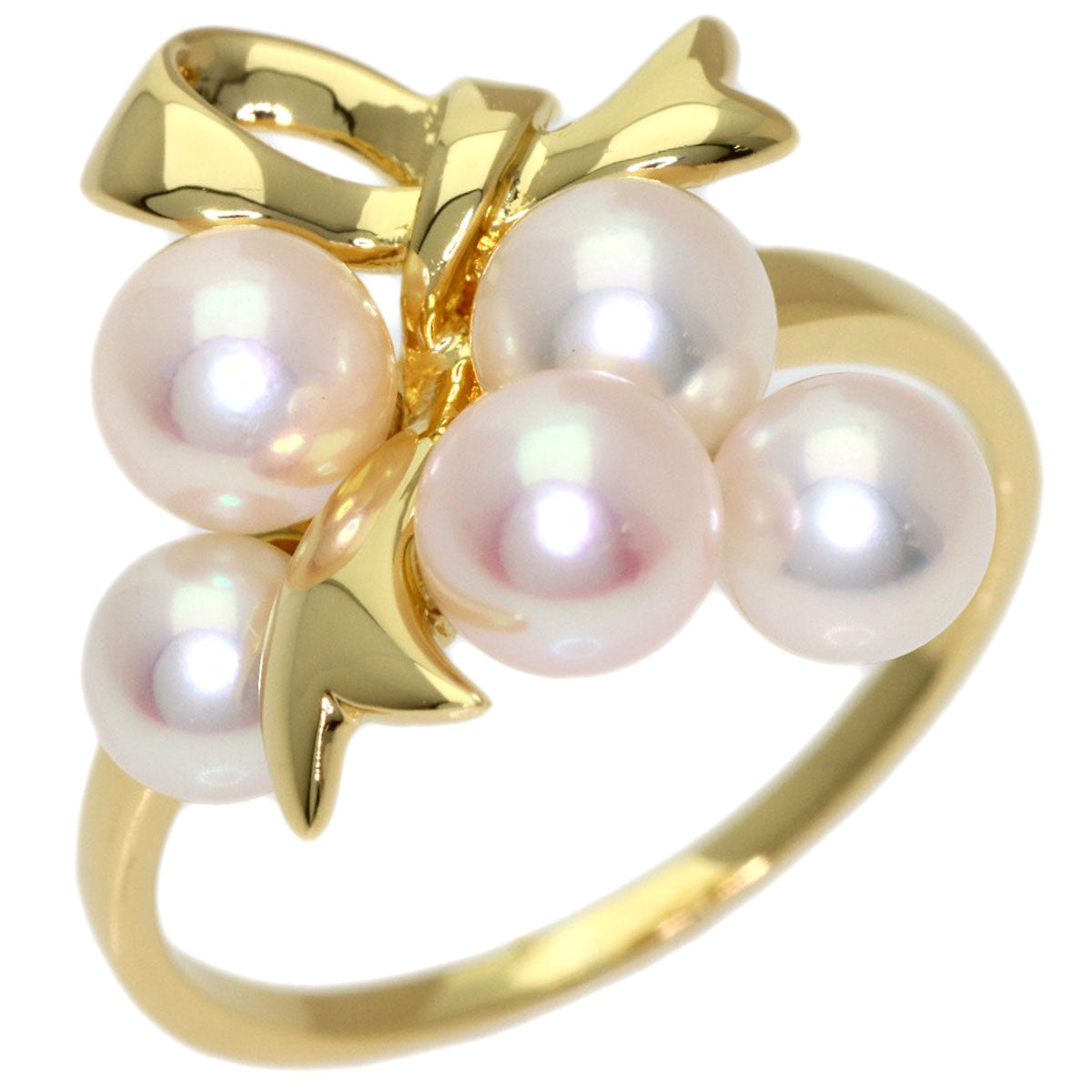MIKIMOTO Pearl Pearl Ribbon Ring K18 Yellow Gold Ladies [Used]