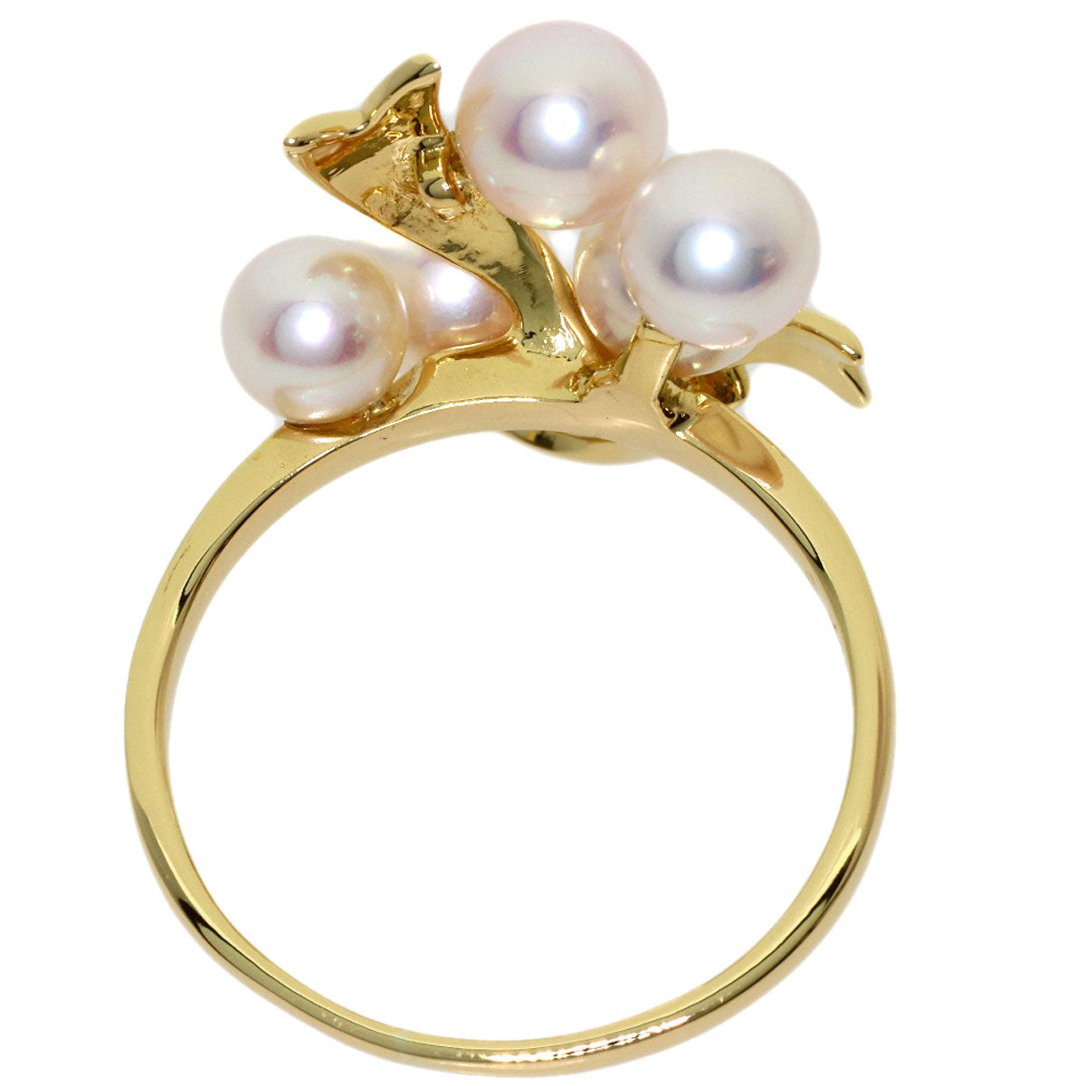 MIKIMOTO Pearl Pearl Ribbon Ring K18 Yellow Gold Ladies [Used]