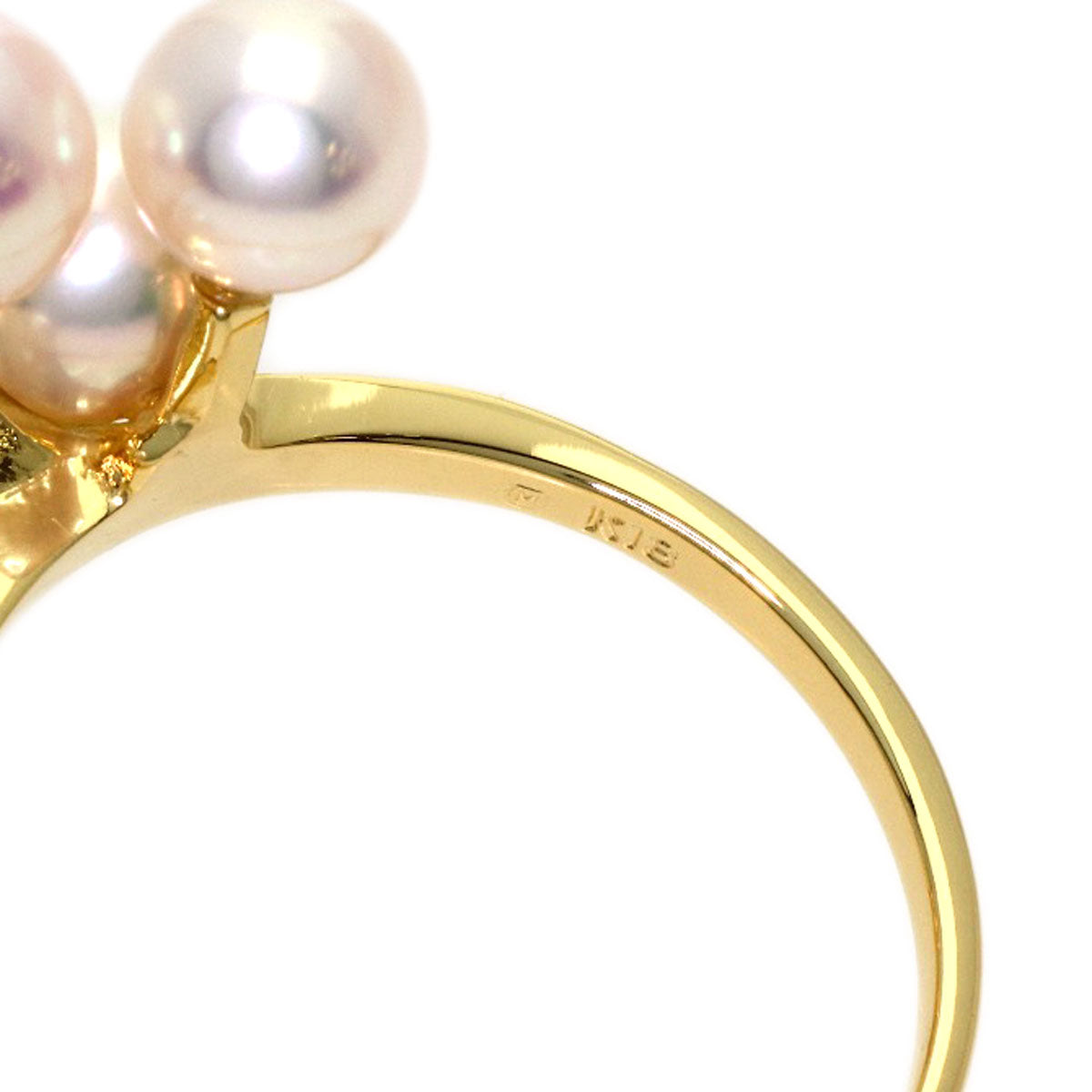 MIKIMOTO Pearl Pearl Ribbon Ring K18 Yellow Gold Ladies [Used]
