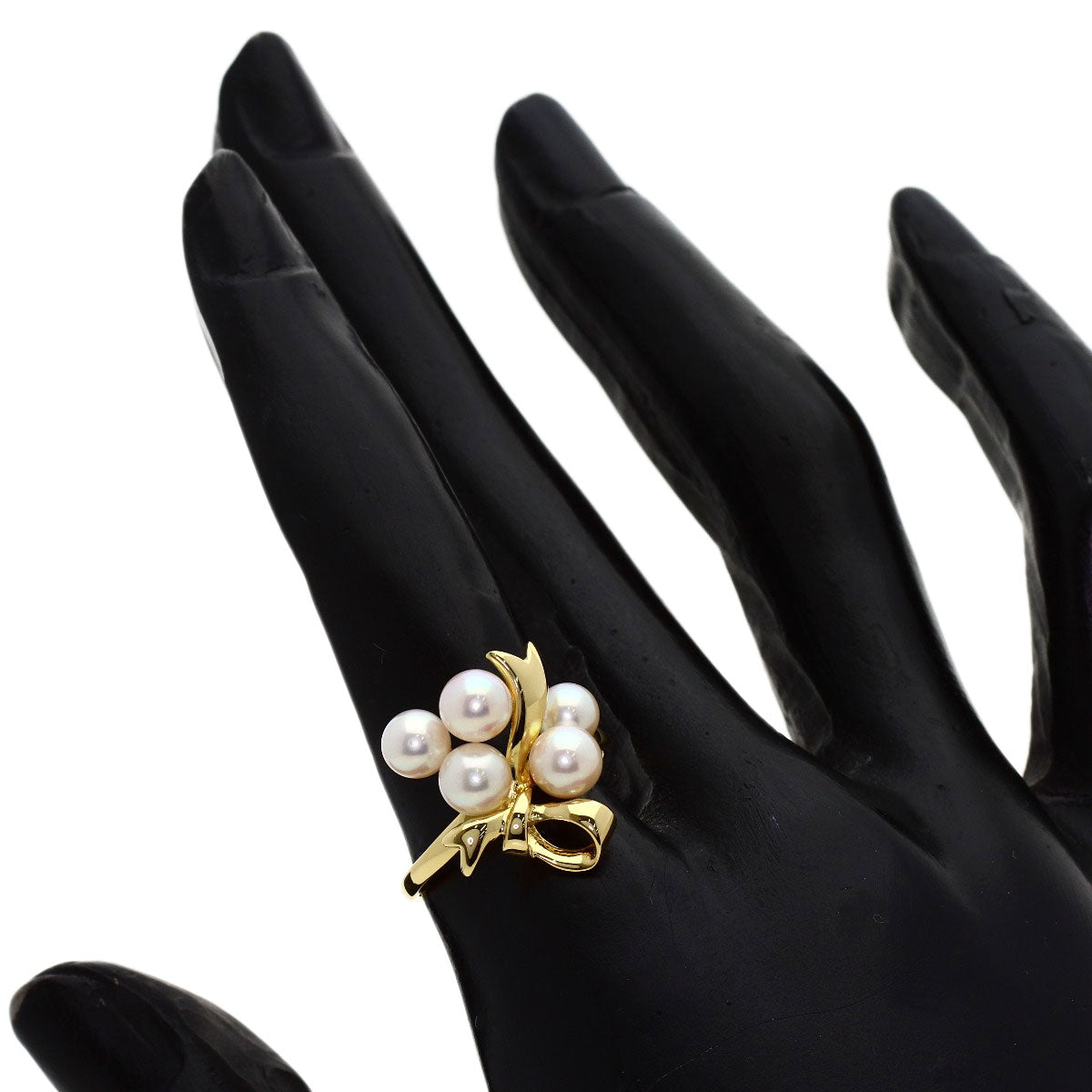 MIKIMOTO Pearl Pearl Ribbon Ring K18 Yellow Gold Ladies [Used]