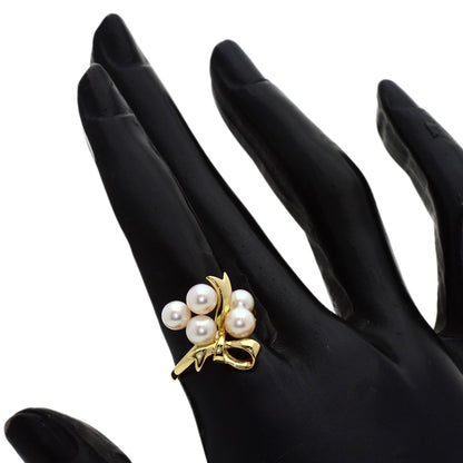 MIKIMOTO Pearl Pearl Ribbon Ring K18 Yellow Gold Ladies [Used]