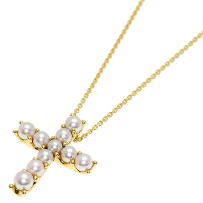 MIKIMOTO Cross Pearl Pearl Necklace K18 Yellow Gold Ladies [Used]
