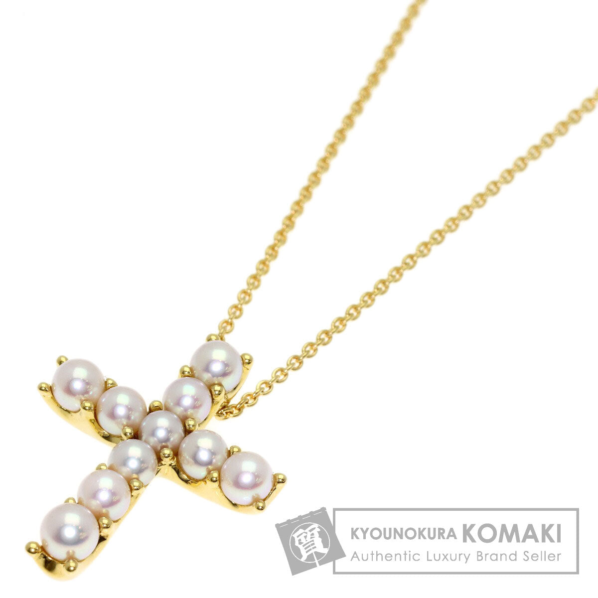 MIKIMOTO Cross Pearl Pearl Necklace K18 Yellow Gold Ladies [Used]