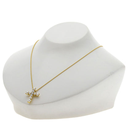 MIKIMOTO Cross Pearl Pearl Necklace K18 Yellow Gold Ladies [Used]