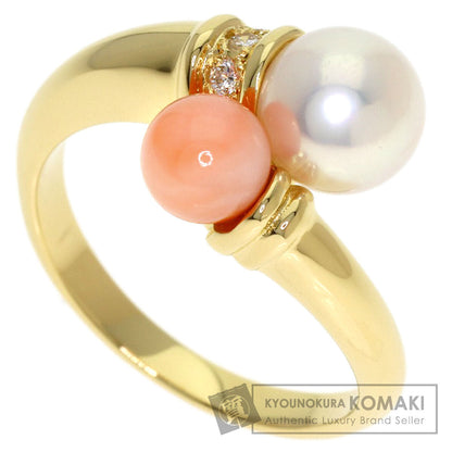 MIKIMOTO Pearl Pearl Coral Coral Ring K18 Yellow Gold Ladies [Used]