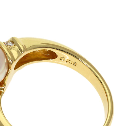 MIKIMOTO Pearl Pearl Coral Coral Ring K18 Yellow Gold Ladies [Used]