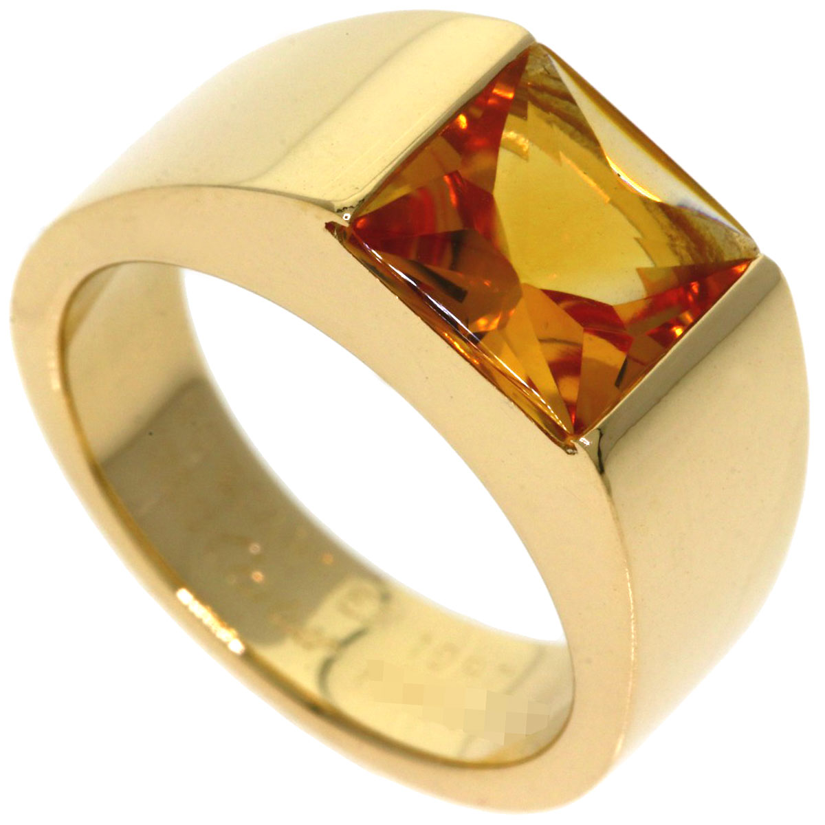 CARTIER Tank Citrin #50 Ring K18 Yellow Gold Ladies [Used]