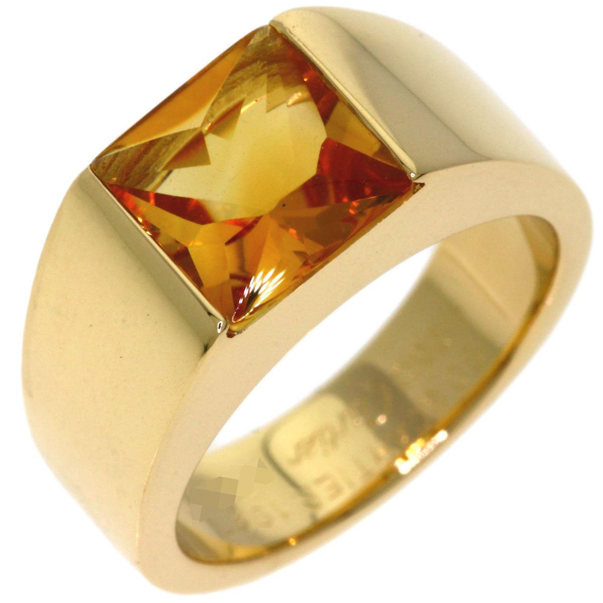 CARTIER Tank Citrin #50 Ring K18 Yellow Gold Ladies [Used]