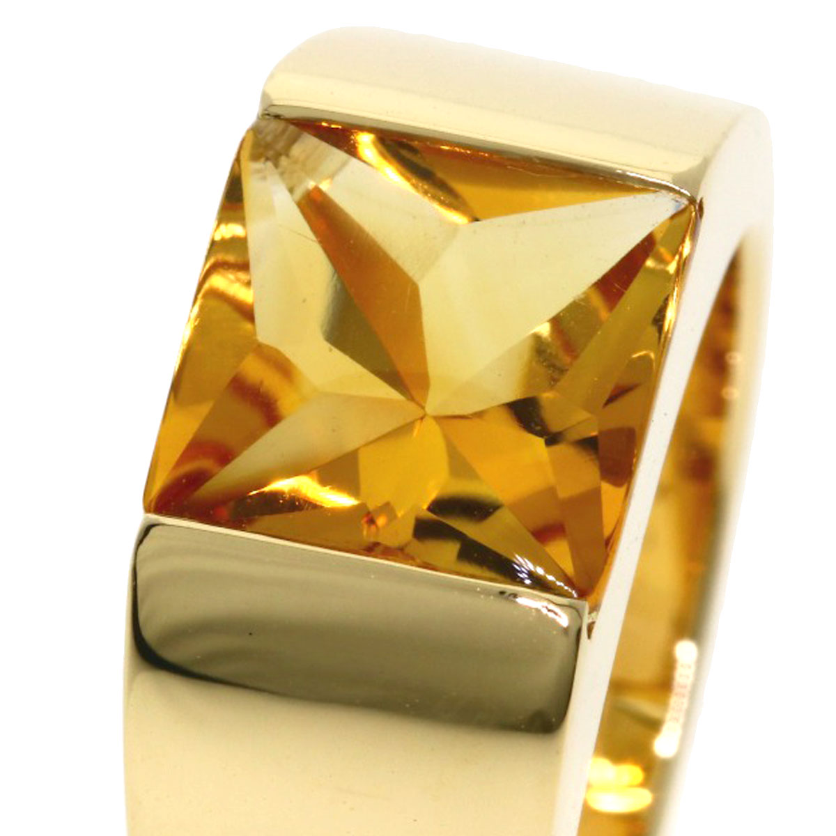 CARTIER Tank Citrin #50 Ring K18 Yellow Gold Ladies [Used]