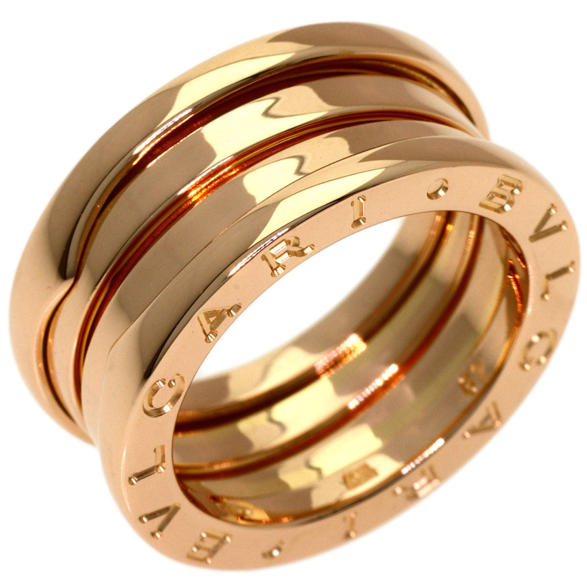 BVLGARI B.zero1 3 Band #49 Ring K18 Pink Gold Ladies [Used]