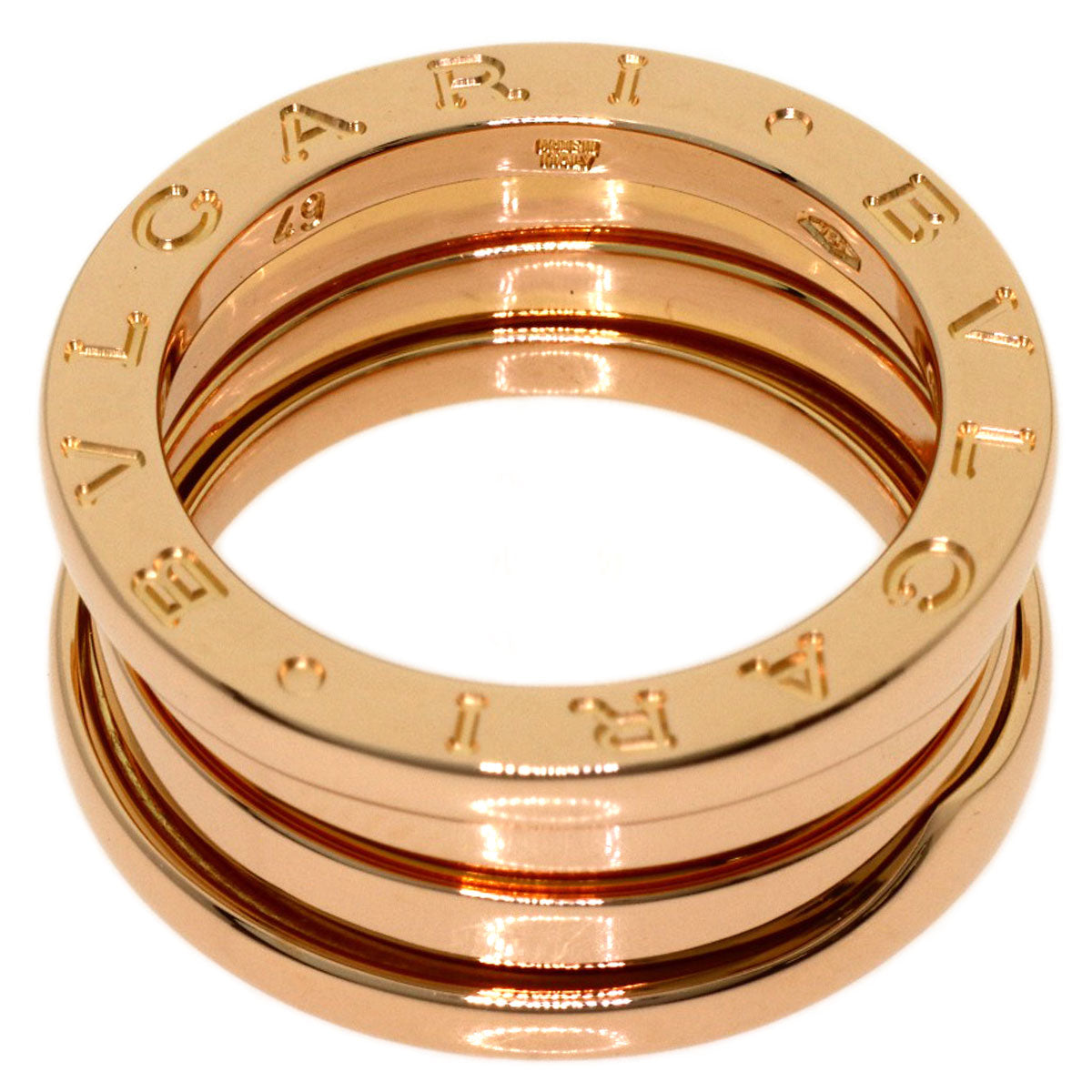 BVLGARI B.zero1 3 Band #49 Ring K18 Pink Gold Ladies [Used]