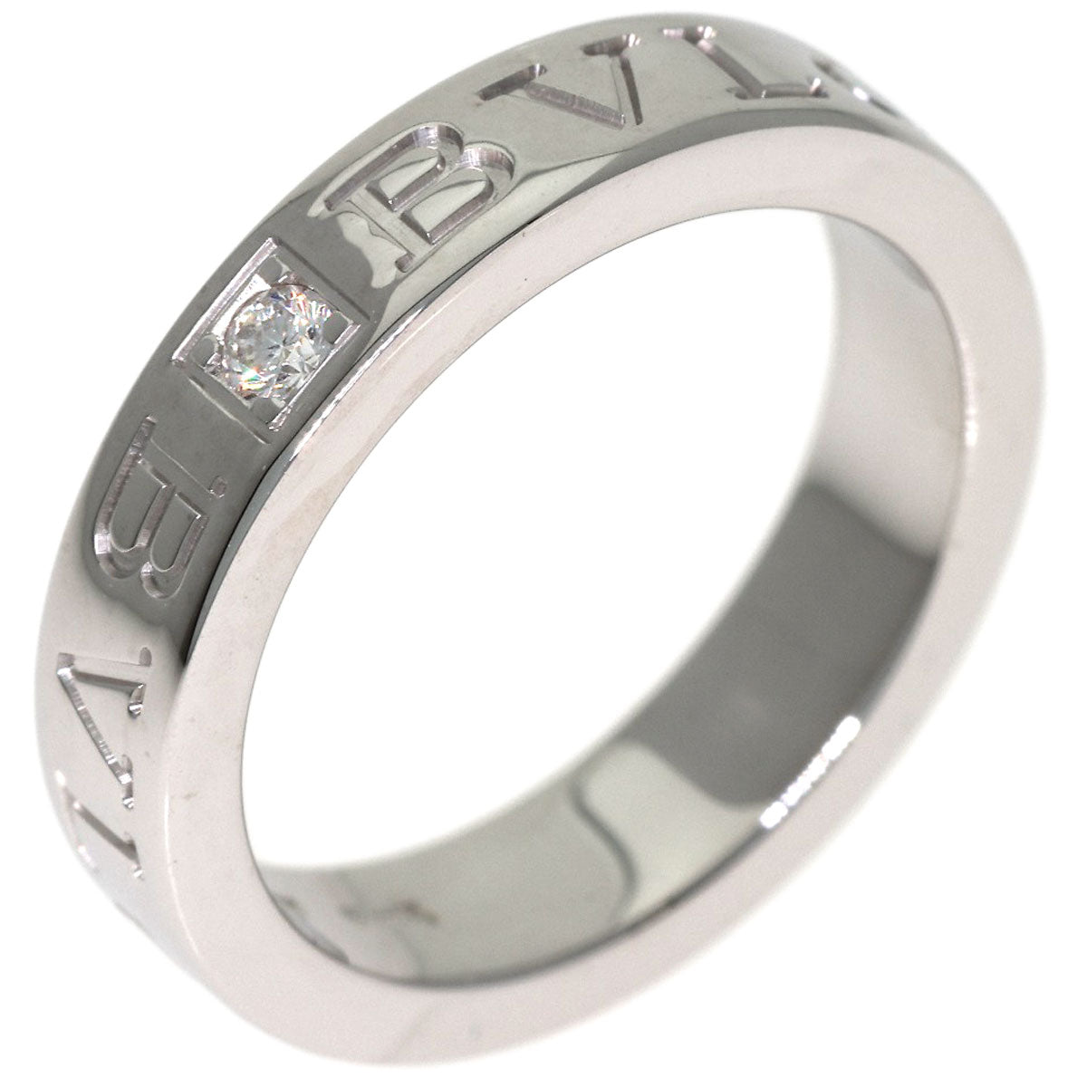 BVLGARI Double logo 1P Diamond Ring K18 White Gold Ladies [Used]