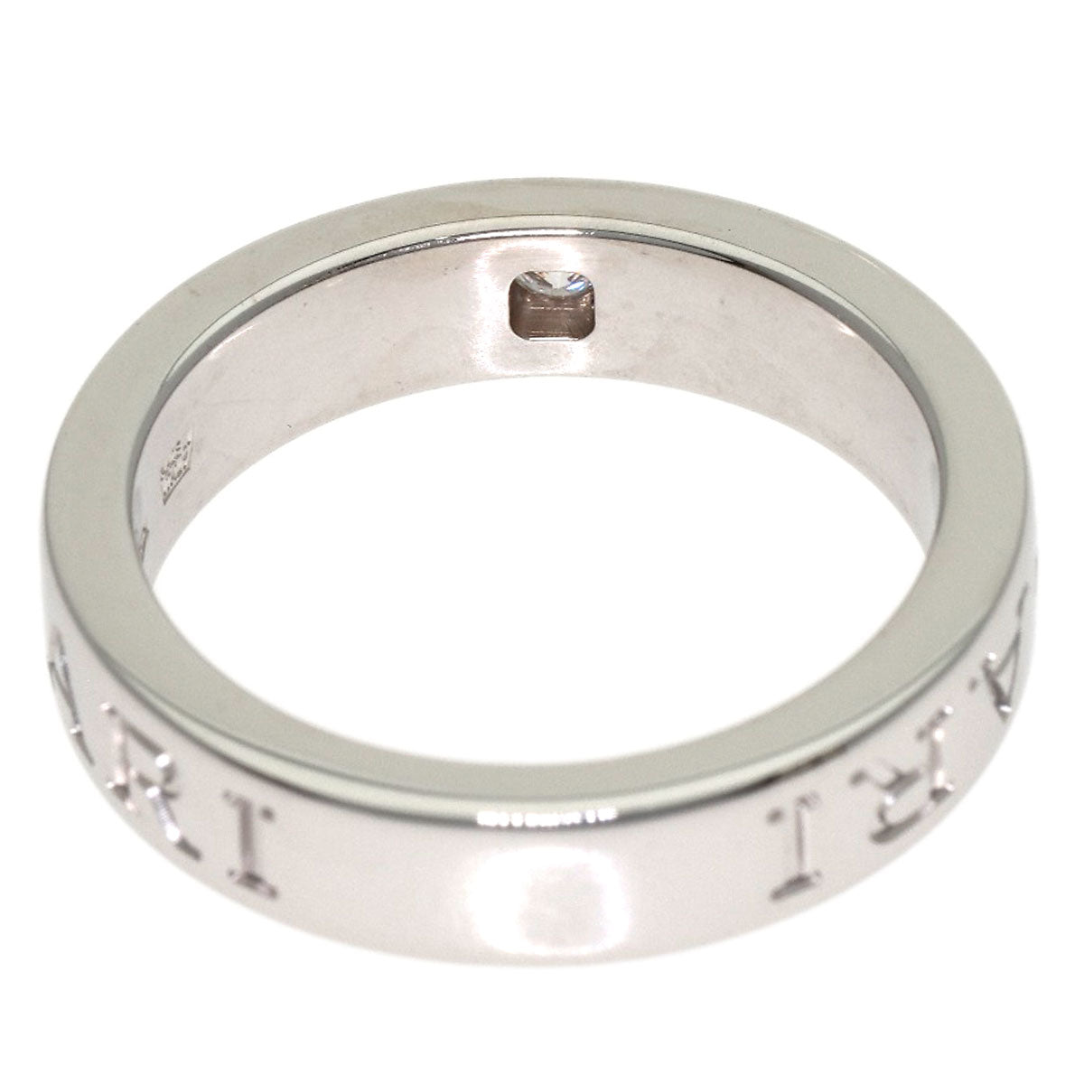 BVLGARI Double logo 1P Diamond Ring K18 White Gold Ladies [Used]