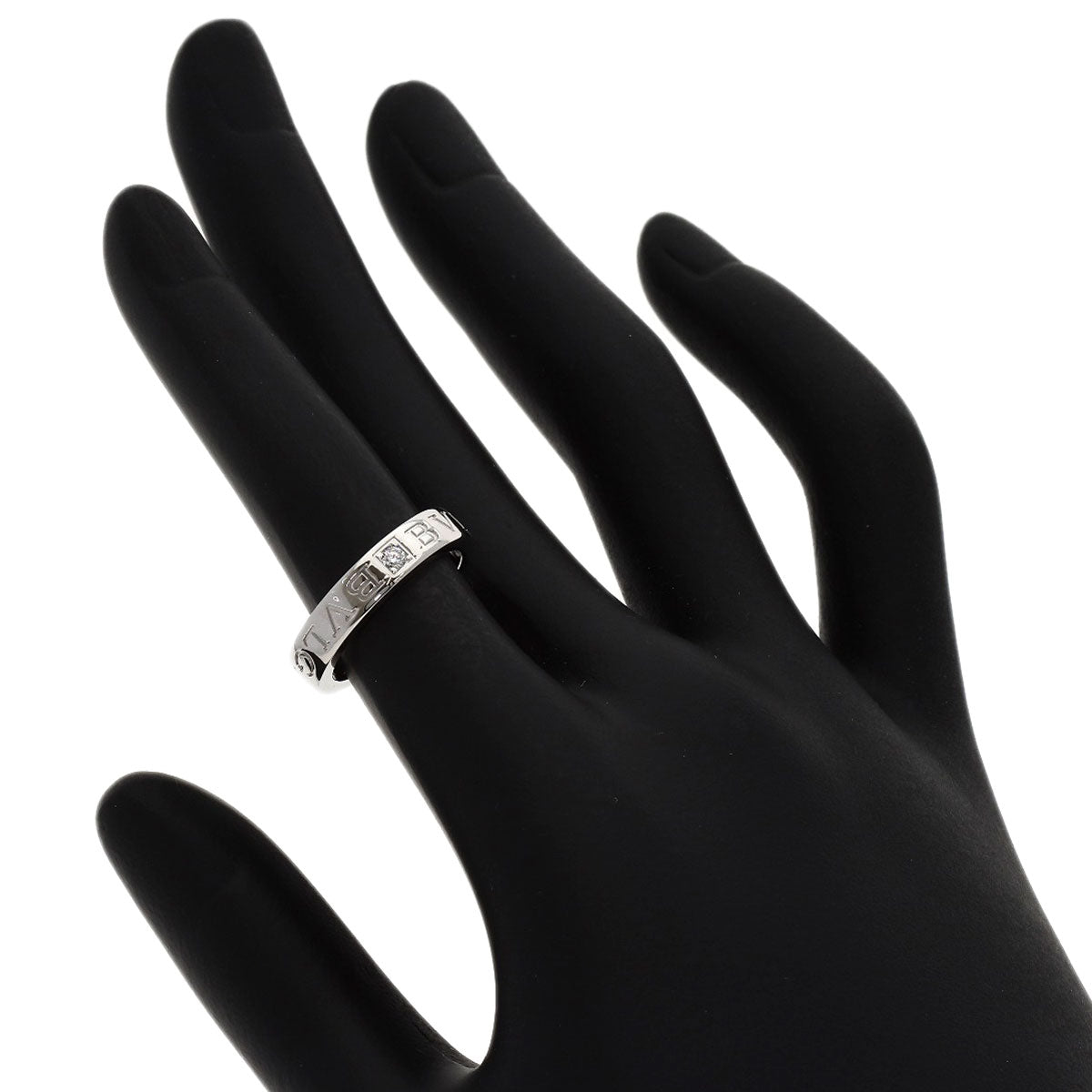 BVLGARI Double logo 1P Diamond Ring K18 White Gold Ladies [Used]