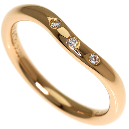 TIFFANY&Co. Curved band 3P Diamond Ring K18 Pink Gold Ladies [Used]