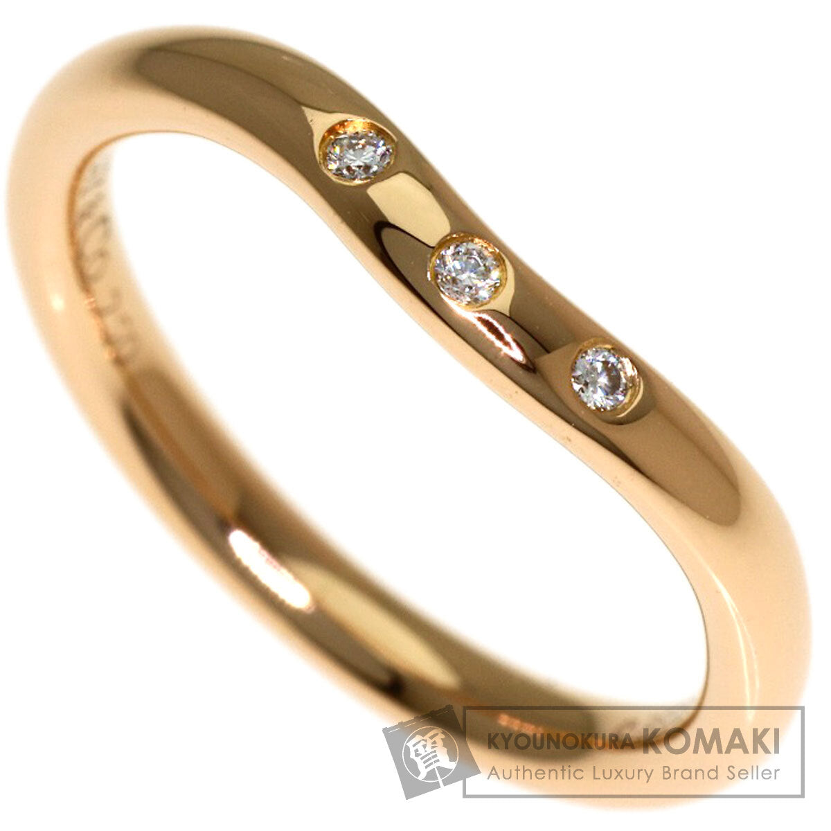 TIFFANY&Co. Curved band 3P Diamond Ring K18 Pink Gold Ladies [Used]