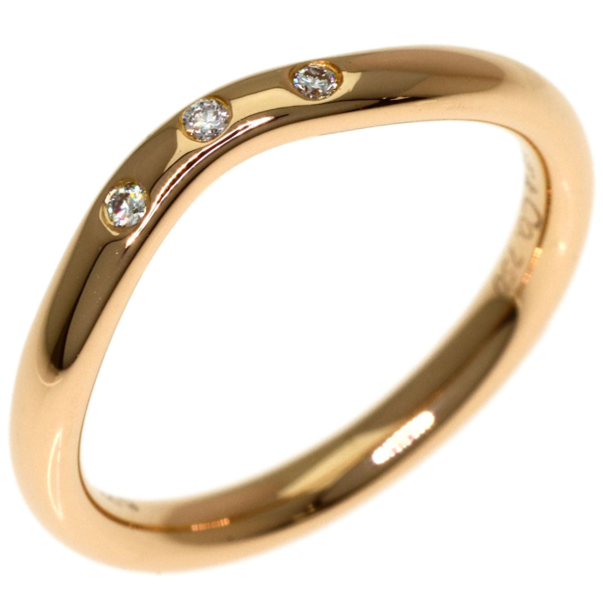 TIFFANY&Co. Curved band 3P Diamond Ring K18 Pink Gold Ladies [Used]