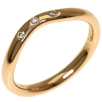 TIFFANY&Co. Curved band 3P Diamond Ring K18 Pink Gold Ladies [Used]