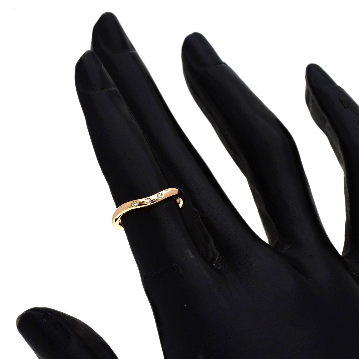 TIFFANY&Co. Curved band 3P Diamond Ring K18 Pink Gold Ladies [Used]