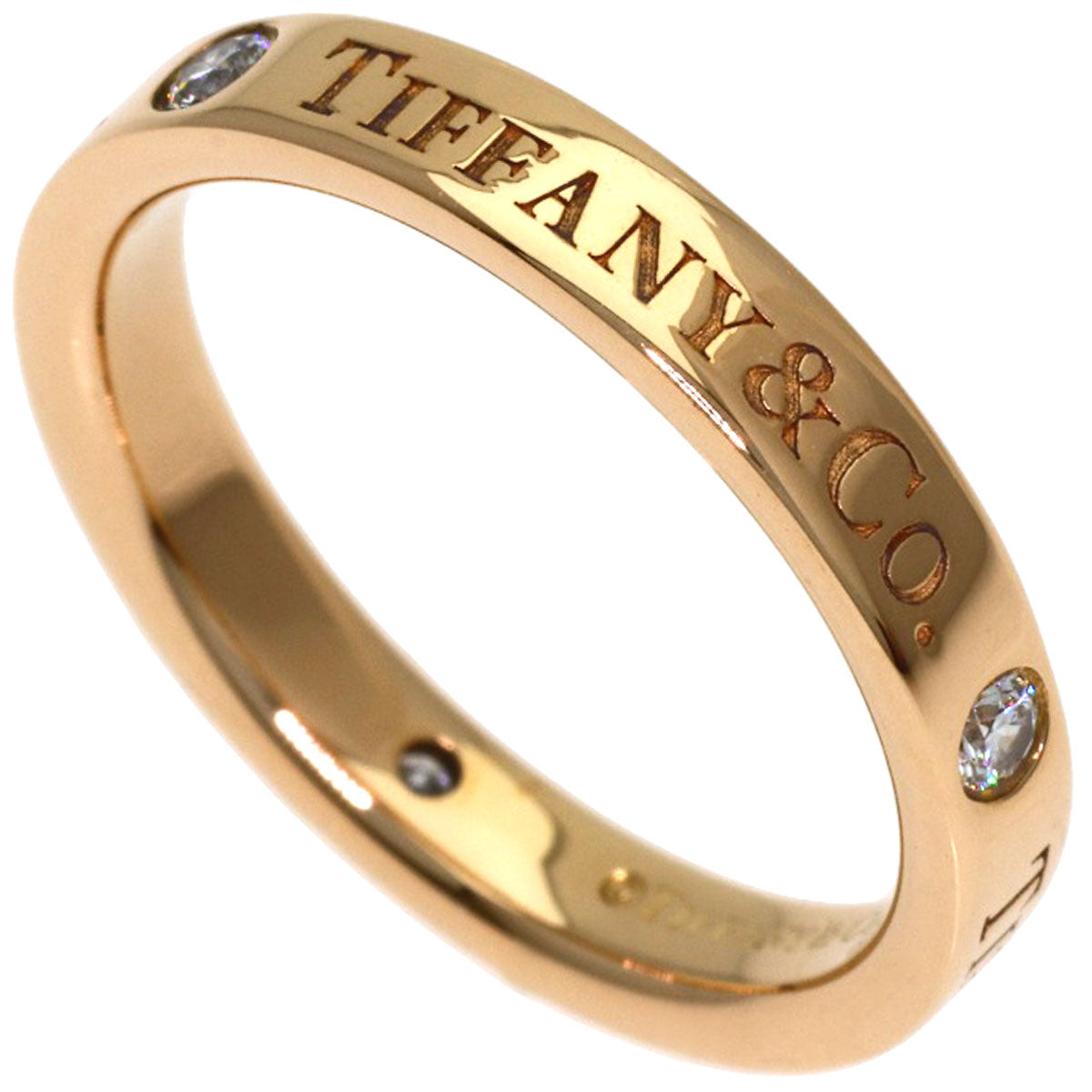 TIFFANY&Co. Flat band 3P Diamond Ring K18 Pink Gold Ladies [Used]