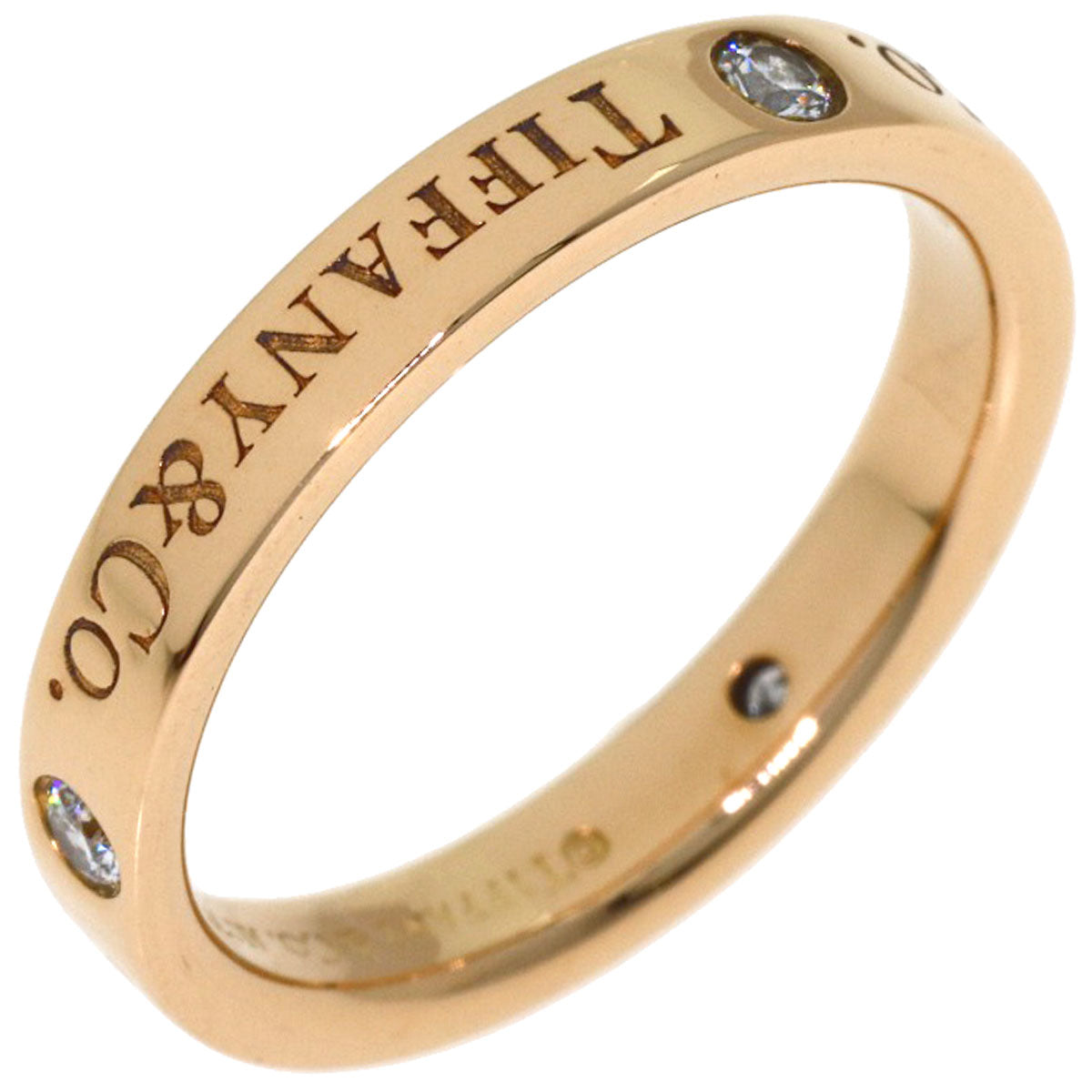 TIFFANY&Co. Flat band 3P Diamond Ring K18 Pink Gold Ladies [Used]