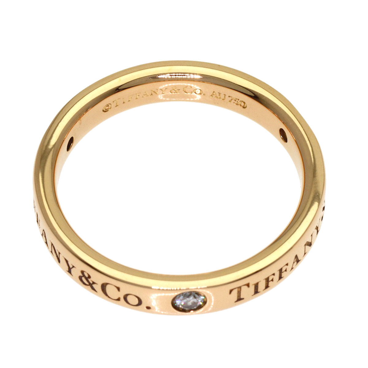 TIFFANY&Co. Flat band 3P Diamond Ring K18 Pink Gold Ladies [Used]