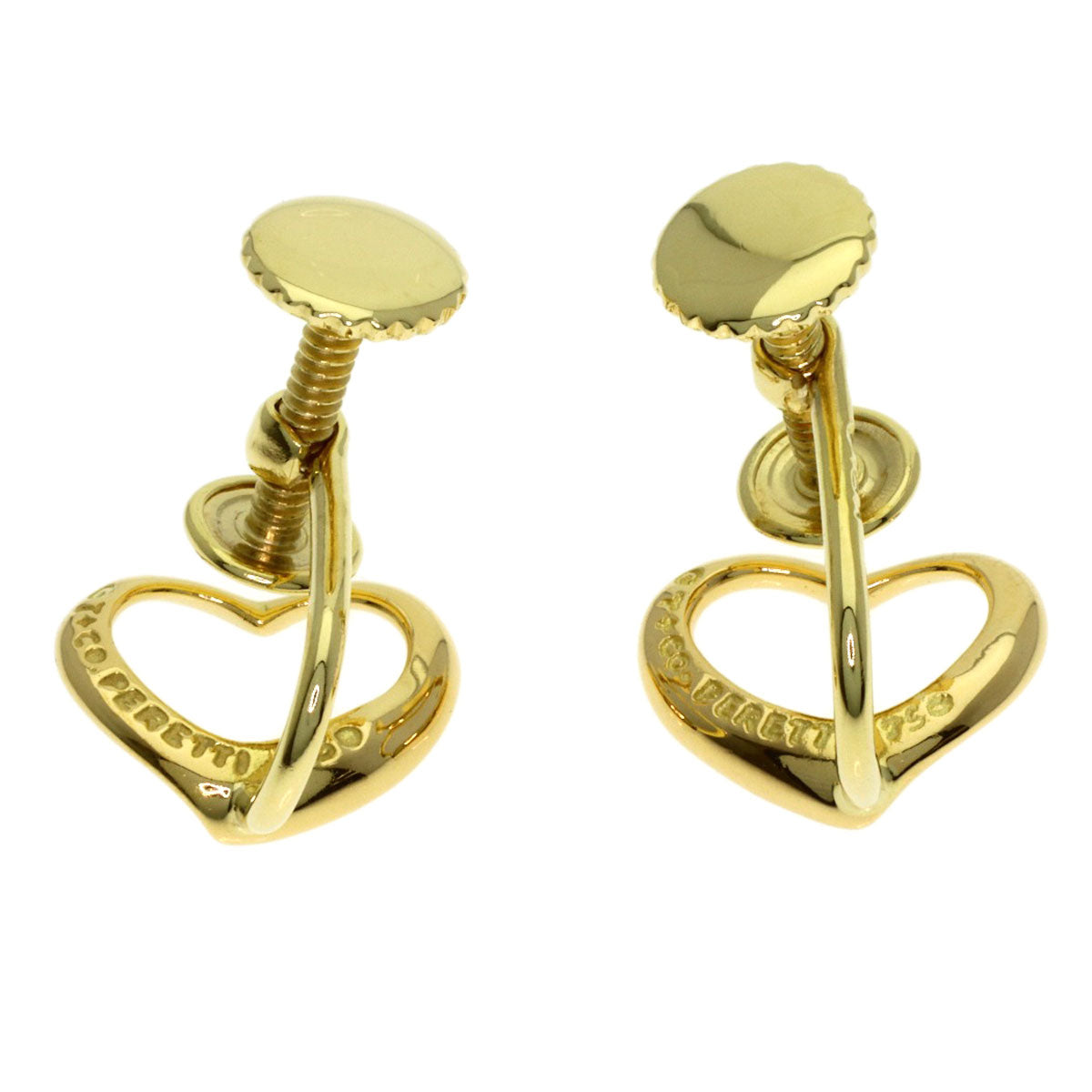TIFFANY&Co. Open heart Earring K18 Yellow Gold Ladies [Used]