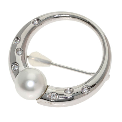 MIKIMOTO Pearl Pearl Diamond Brooch K18 White Gold Ladies [Used]