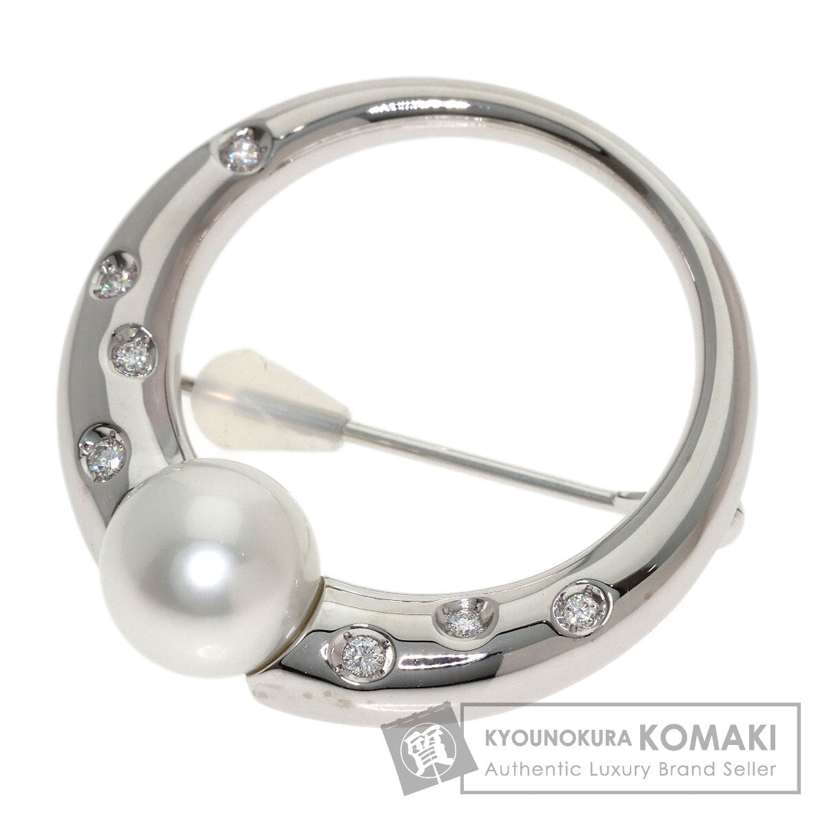 MIKIMOTO Pearl Pearl Diamond Brooch K18 White Gold Ladies [Used]