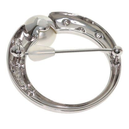 MIKIMOTO Pearl Pearl Diamond Brooch K18 White Gold Ladies [Used]