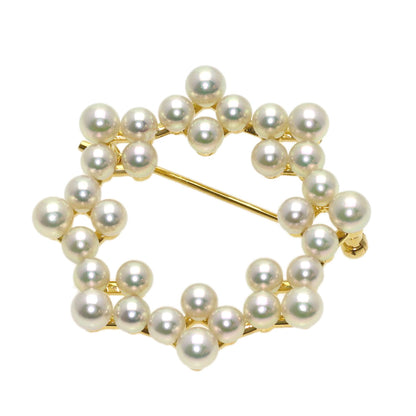 MIKIMOTO Pearl Pearl Brooch K18 Yellow Gold Ladies [Used]
