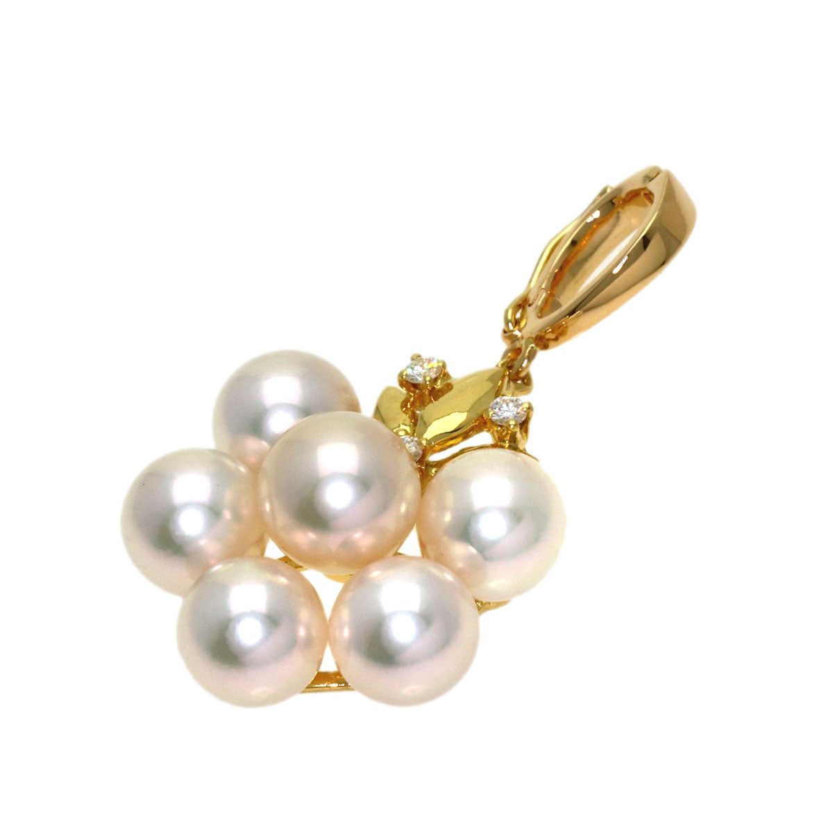 MIKIMOTO Pearl Pearl Diamond Pendant top K18 Yellow Gold Ladies [Used]