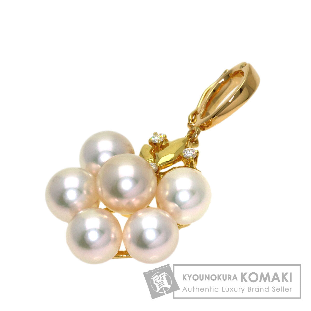 MIKIMOTO Pearl Pearl Diamond Pendant top K18 Yellow Gold Ladies [Used]