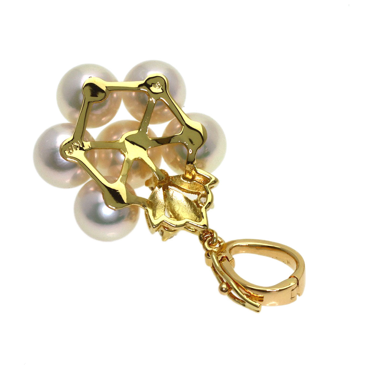 MIKIMOTO Pearl Pearl Diamond Pendant top K18 Yellow Gold Ladies [Used]