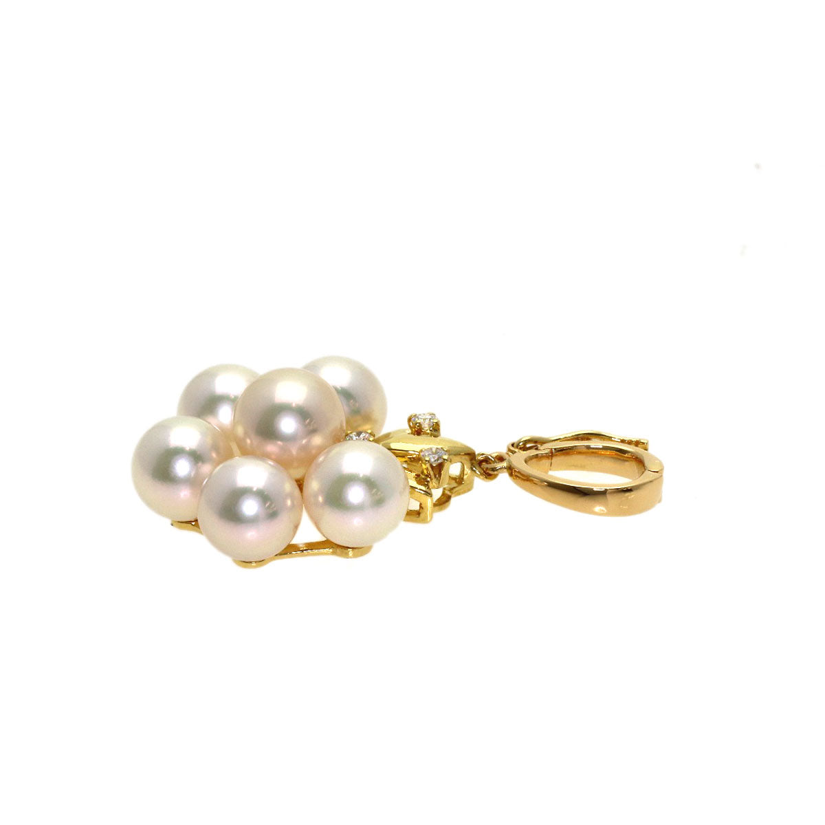 MIKIMOTO Pearl Pearl Diamond Pendant top K18 Yellow Gold Ladies [Used]