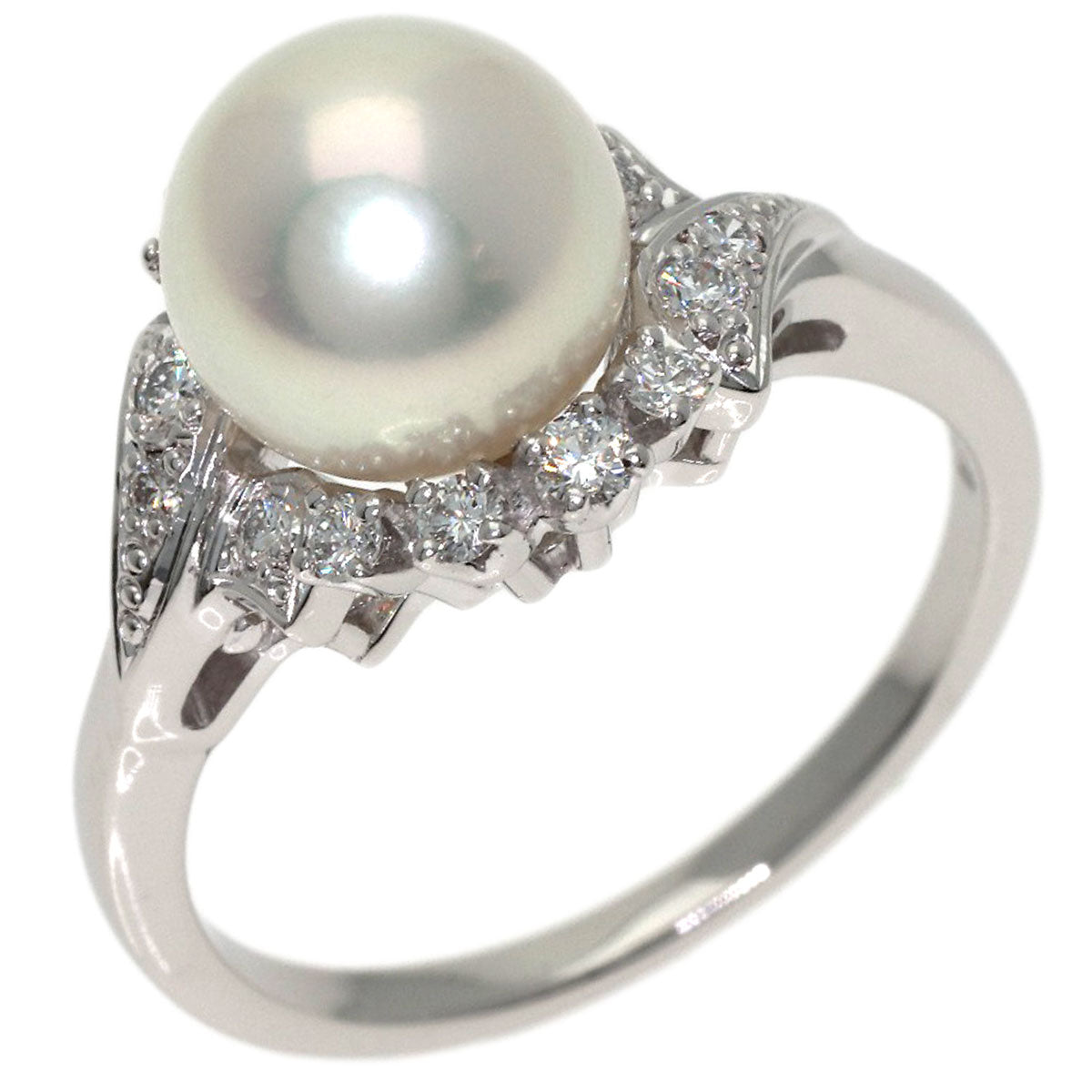 MIKIMOTO Pearl Pearl Diamond Ring Platinum PT950 Ladies [Used]