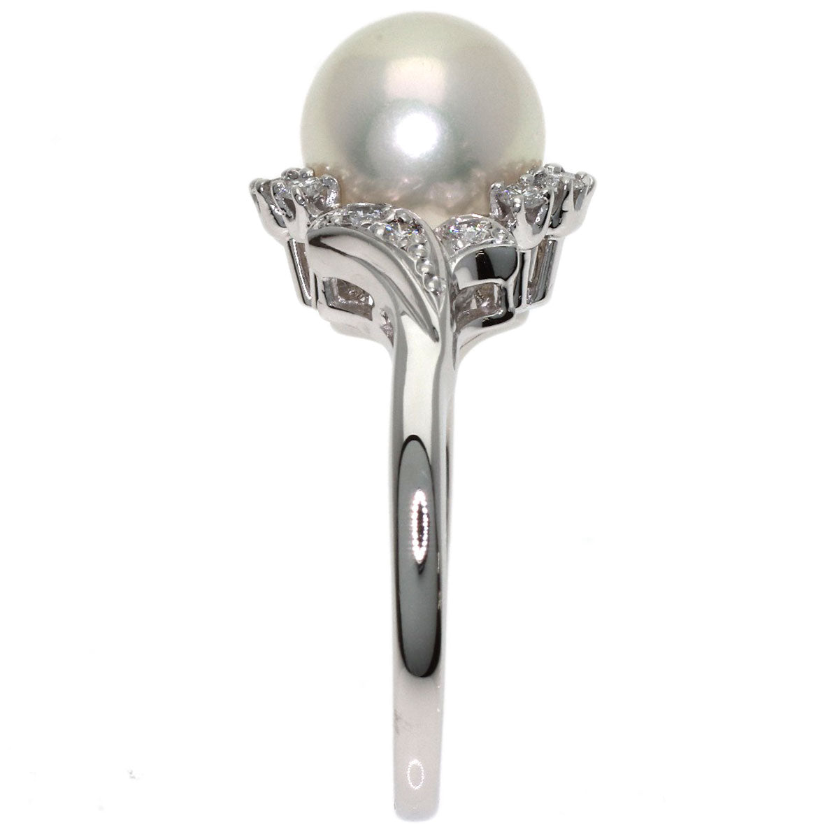 MIKIMOTO Pearl Pearl Diamond Ring Platinum PT950 Ladies [Used]