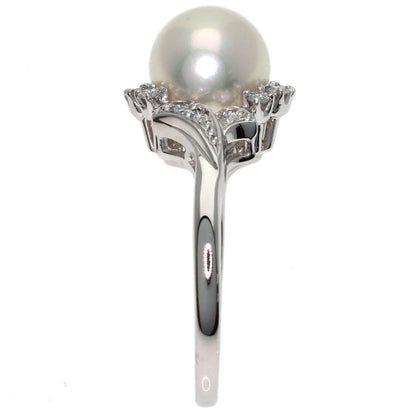 MIKIMOTO Pearl Pearl Diamond Ring Platinum PT950 Ladies [Used]