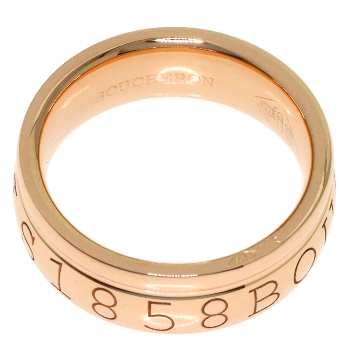 Boucheron logo Ring K18 Pink Gold Ladies [Used]