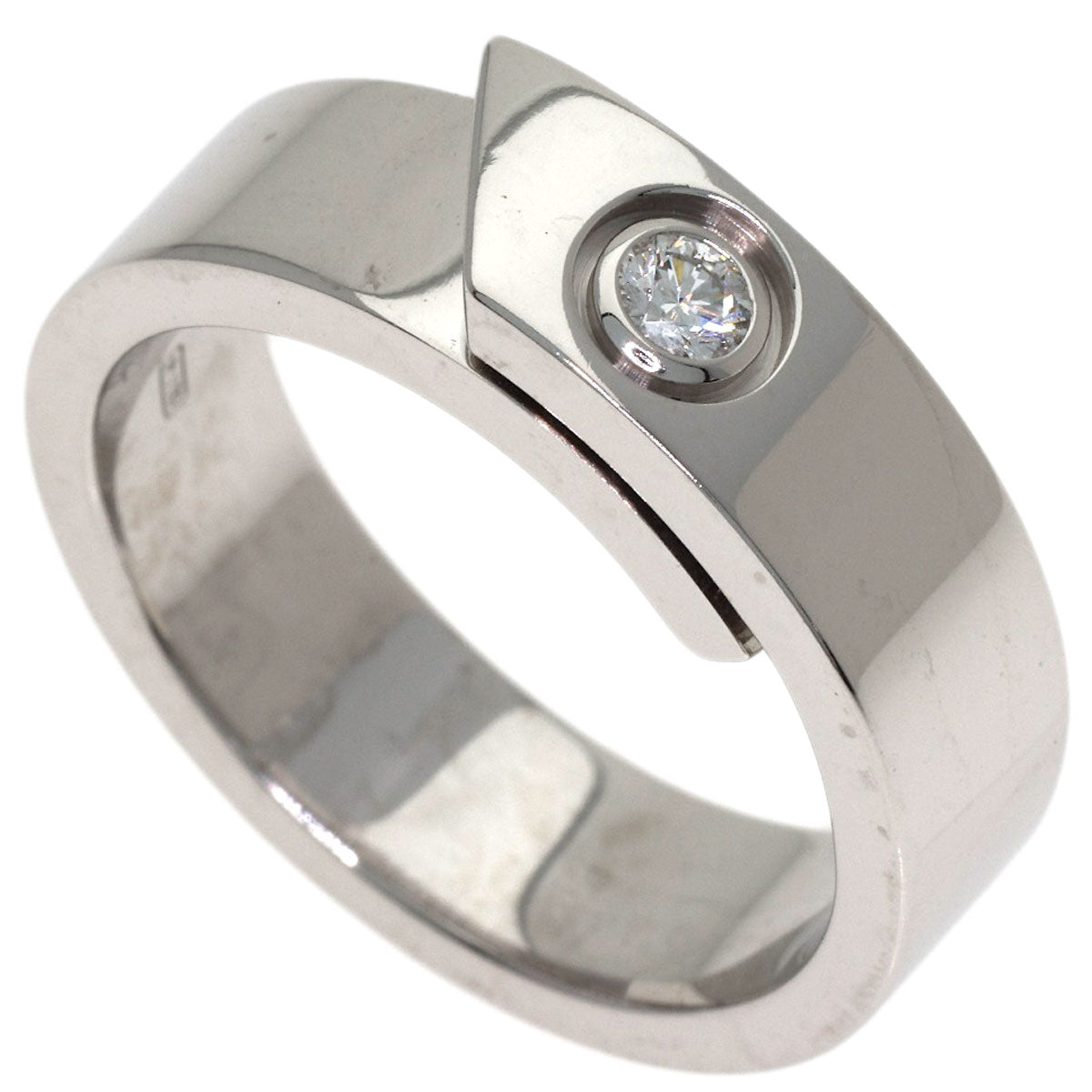 CARTIER Anniversary 1P Diamond #53 Ring K18 White Gold Ladies [Used]