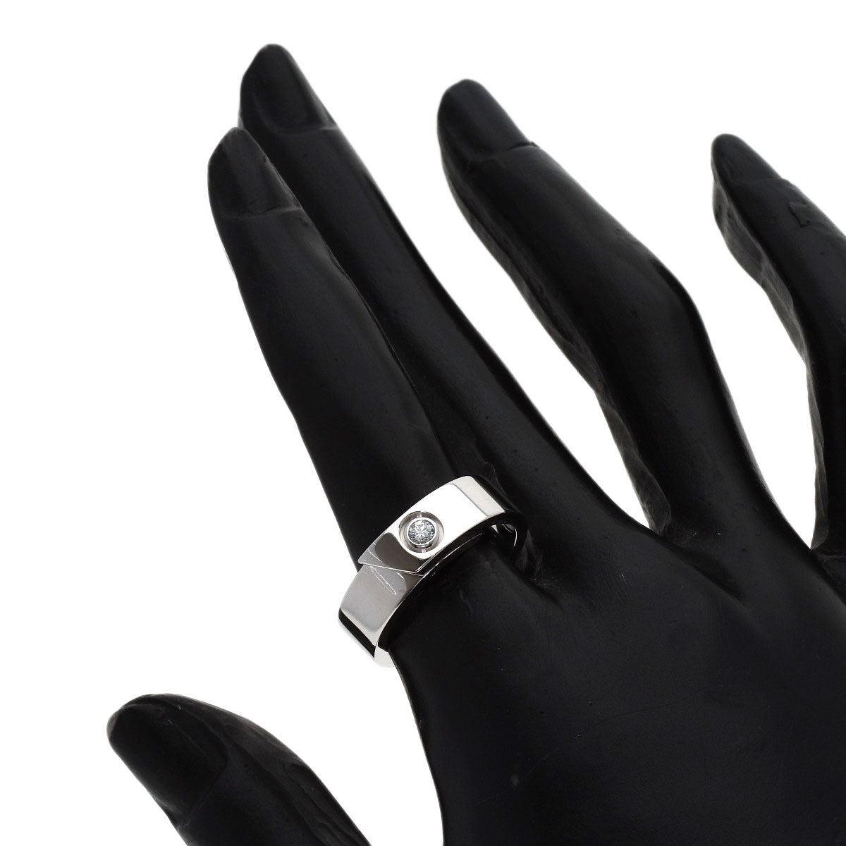 CARTIER Anniversary 1P Diamond #53 Ring K18 White Gold Ladies [Used]