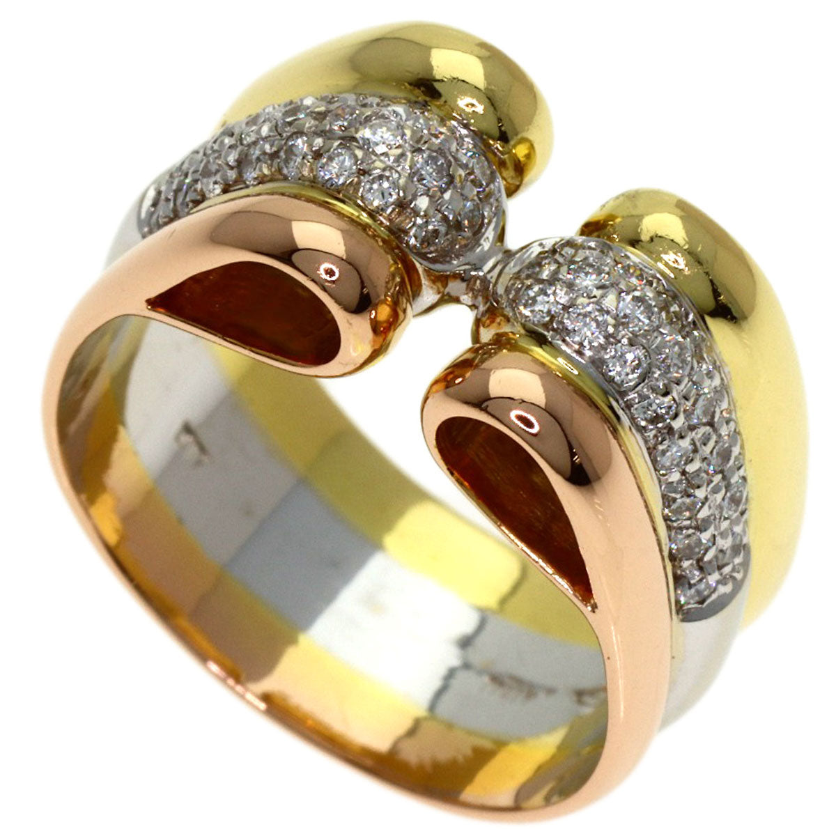 Ponte Vecchio Three-color Diamond Ring K18 Yellow Gold K18 White GoldLadies [Used]