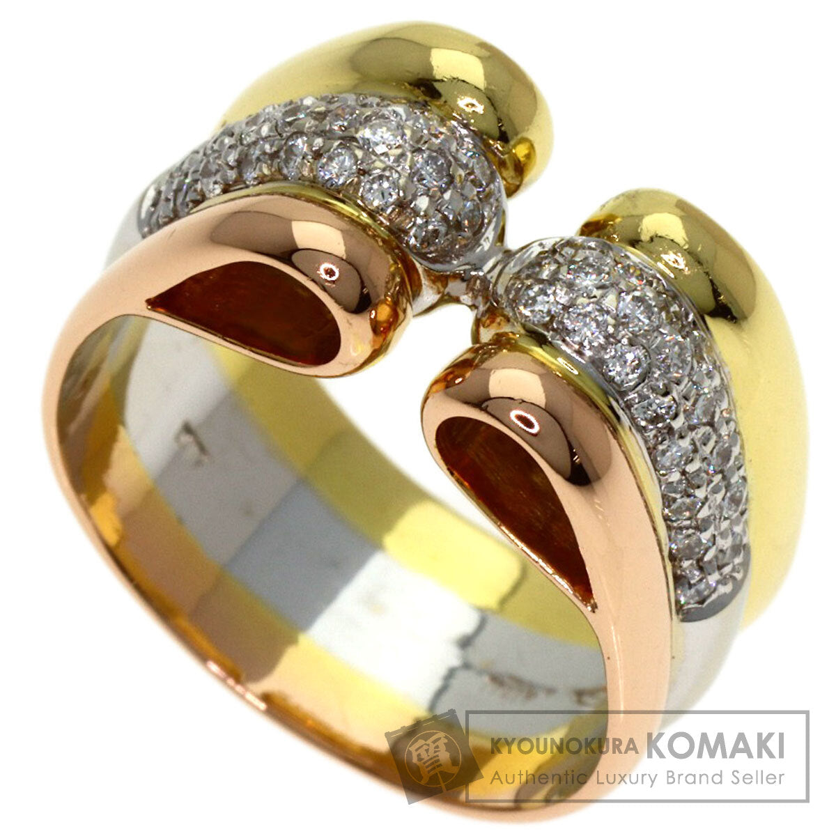 Ponte Vecchio Three-color Diamond Ring K18 Yellow Gold K18 White GoldLadies [Used]