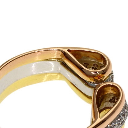 Ponte Vecchio Three-color Diamond Ring K18 Yellow Gold K18 White GoldLadies [Used]