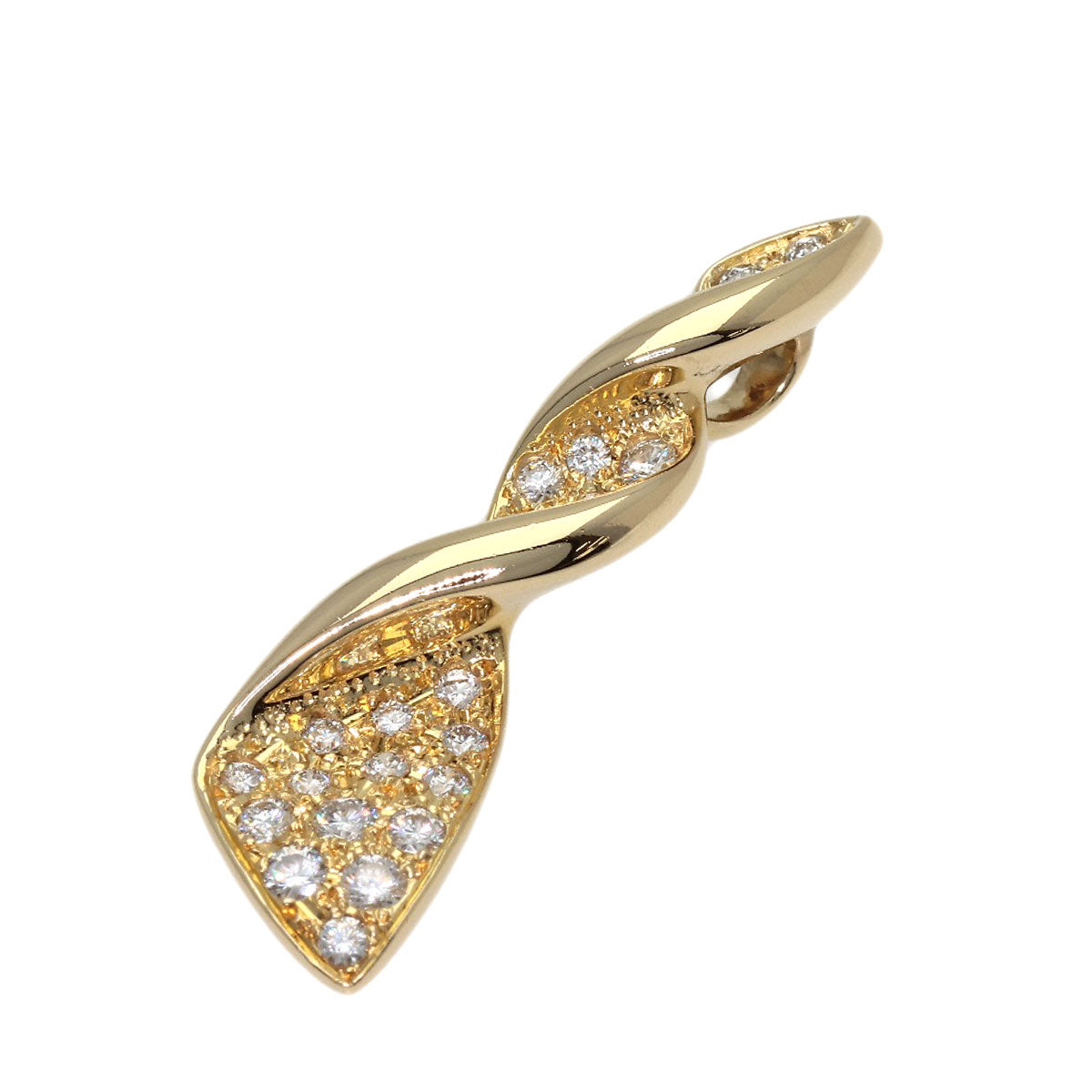MIKIMOTO Twisted Diamond Pendant top K18 Yellow Gold Ladies [Used]