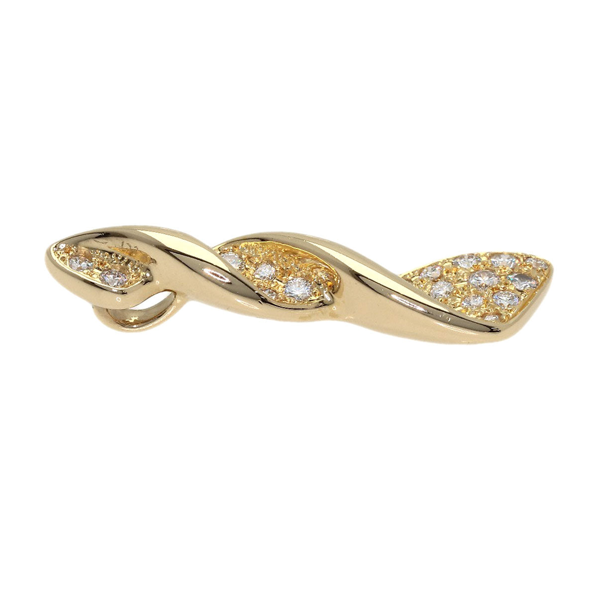 MIKIMOTO Twisted Diamond Pendant top K18 Yellow Gold Ladies [Used]