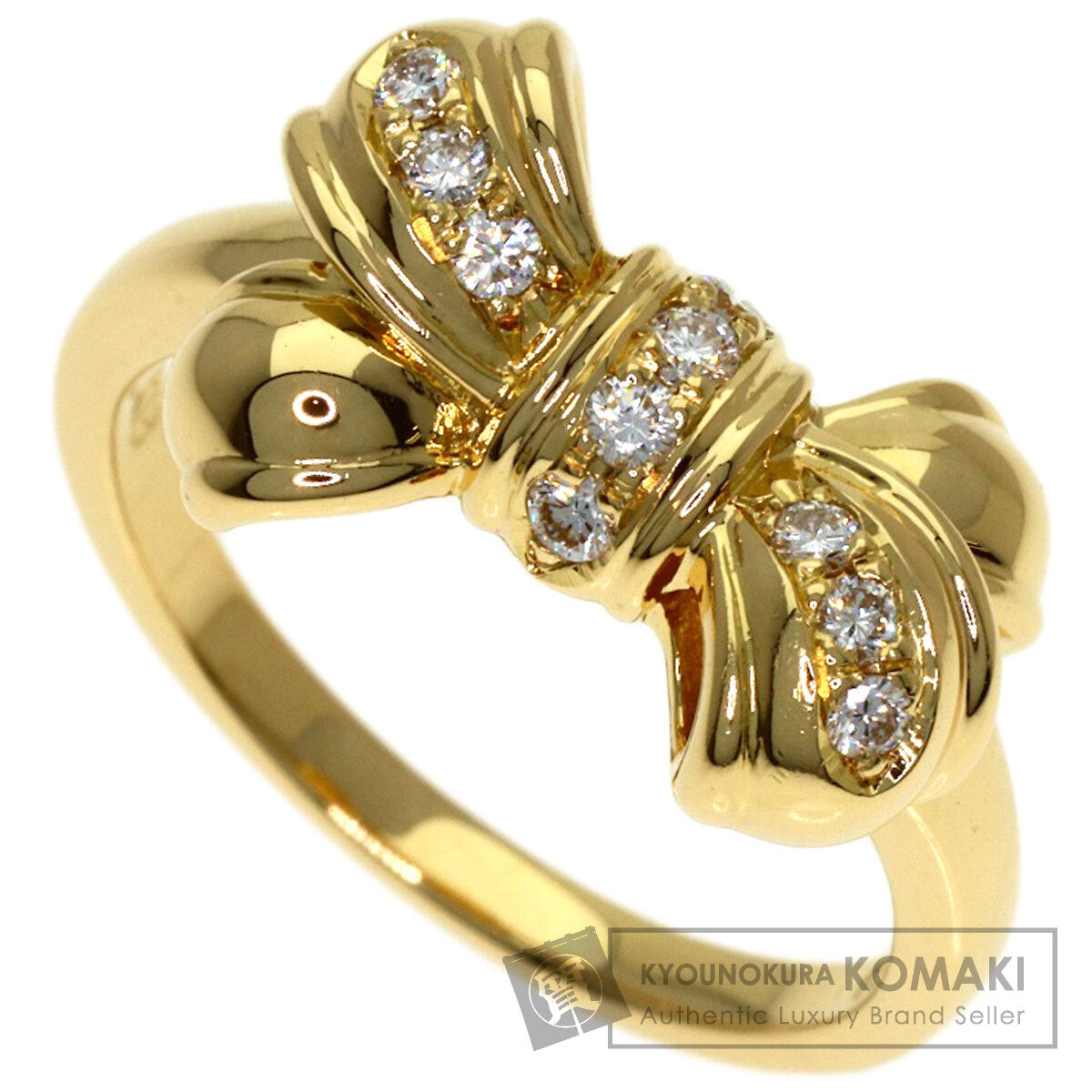 TASAKI Ribbon Diamond Ring K18 Yellow Gold Ladies [Used]