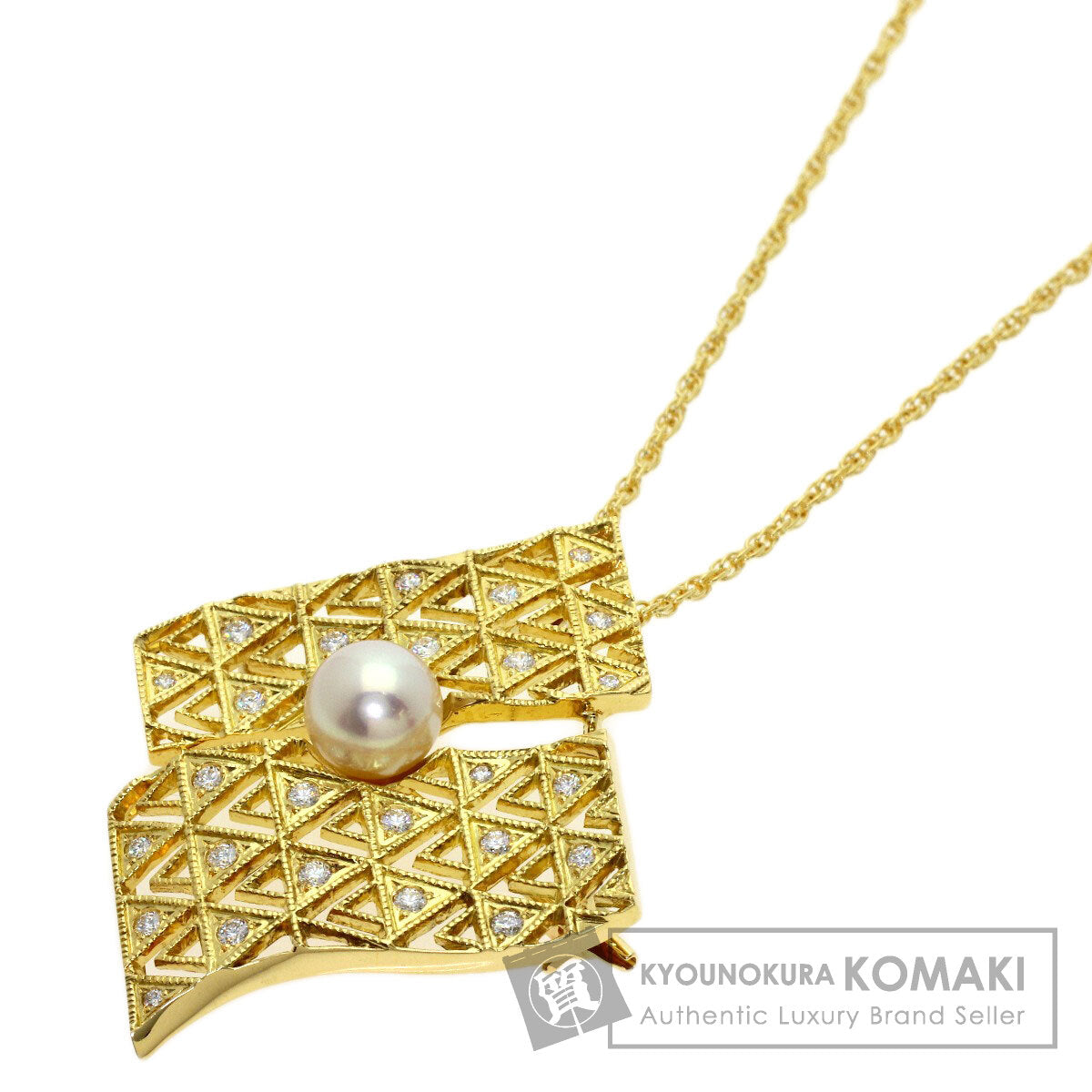 MIKIMOTO Pearl Pearl Diamond 2WAY Necklace K18 Yellow Gold Ladies [Used]